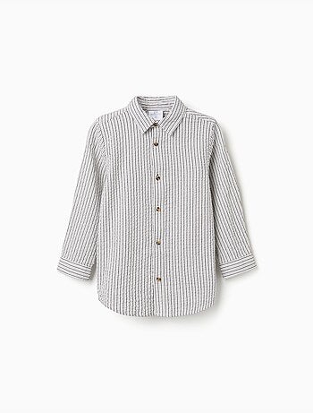 Chemise en coton à manches longues et rayures B&S