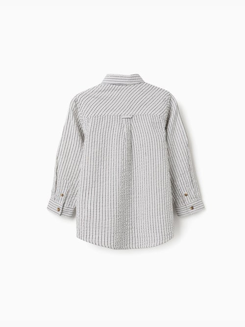 Chemise en coton à manches longues et rayures B&S - Kiabi