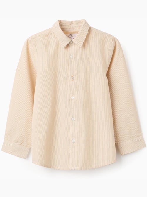 Chemise en coton à manches longues et rayures - Kiabi