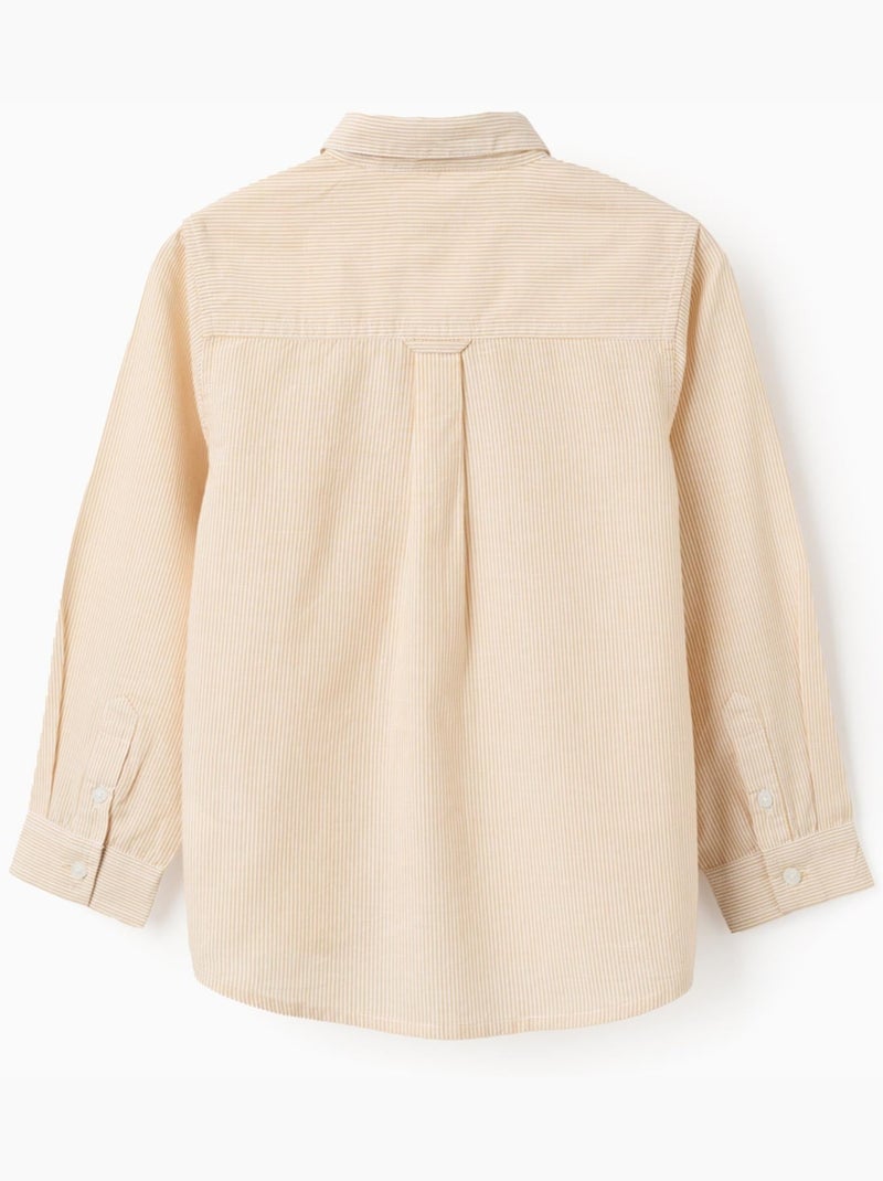 Chemise en coton à manches longues et rayures Jaune - Kiabi