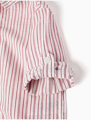 Chemise en coton à manches longues et rayures