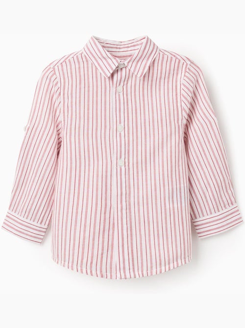 Chemise en coton à manches longues et rayures - Kiabi