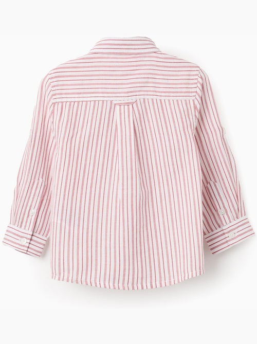 Chemise en coton à manches longues et rayures - Kiabi