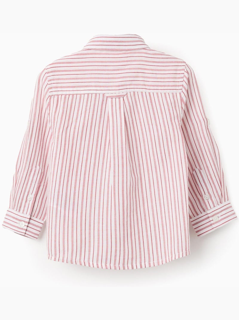 Chemise en coton à manches longues et rayures Rouge foncé - Kiabi