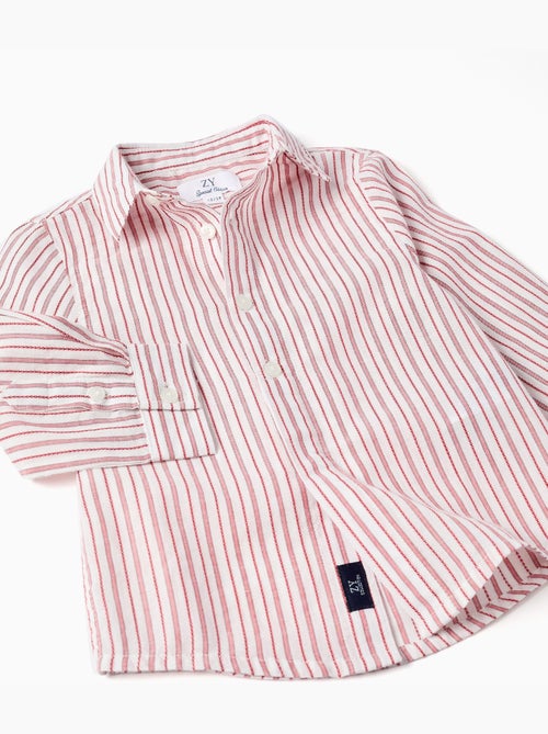 Chemise en coton à manches longues et rayures - Kiabi