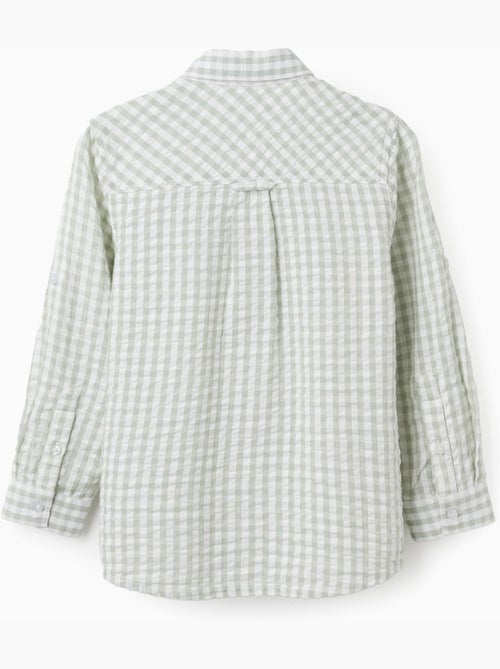 Chemise en coton à manches longues et Vichy B&S - Kiabi