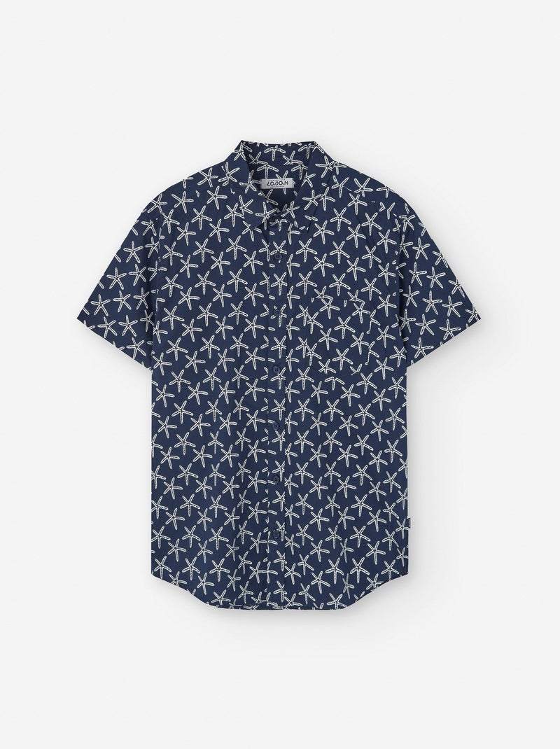 Chemise en Coton à Motif Bleu clair - Kiabi