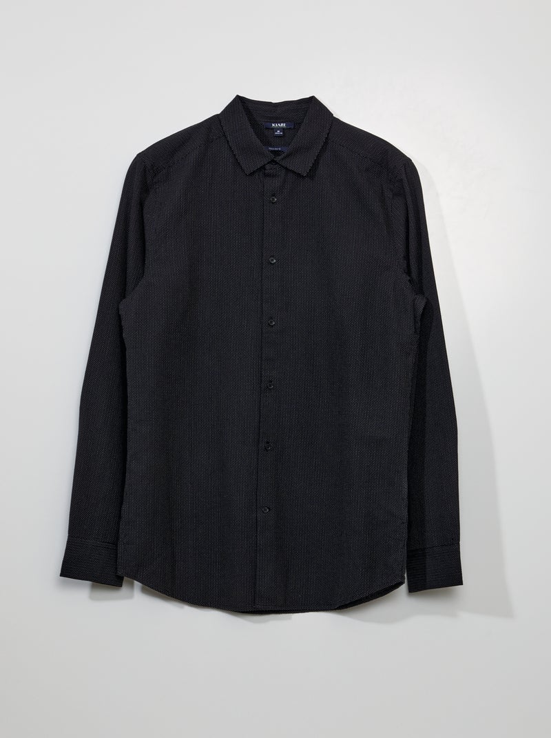 Chemise en coton à motif Noir - Kiabi