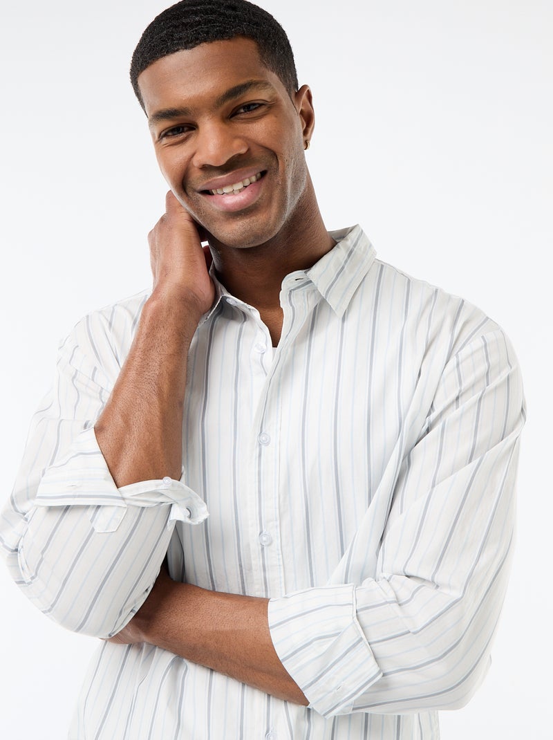 Chemise en coton à motif rayé Blanc - Kiabi