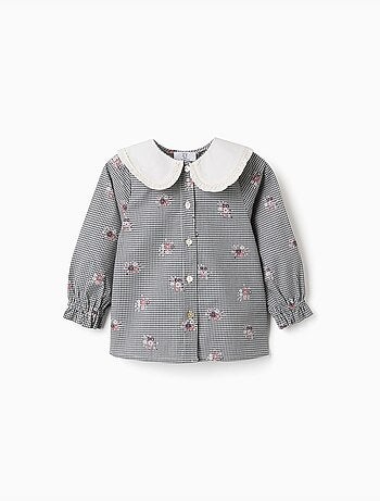Chemise en coton à motif Vichy avec imprimé floral