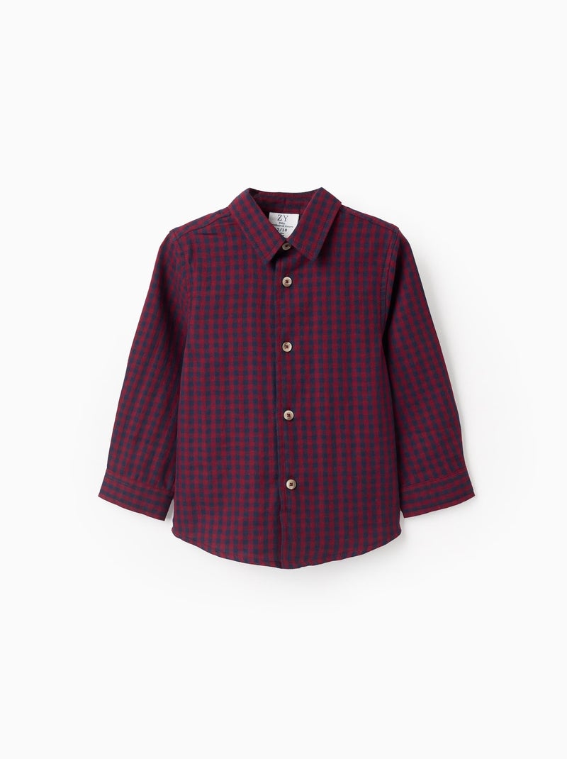 Chemise en Coton à Motif Vichy Brothers & Sisters Rouge foncé - Kiabi