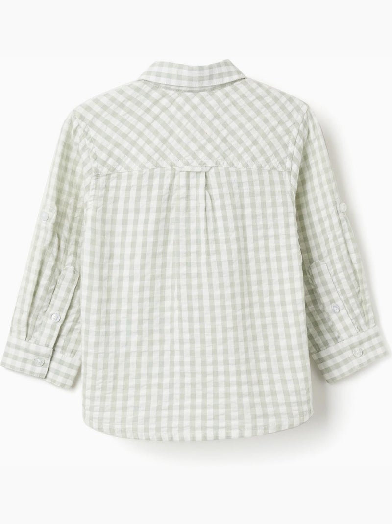 Chemise en coton à motif Vichy B&S Vert clair - Kiabi