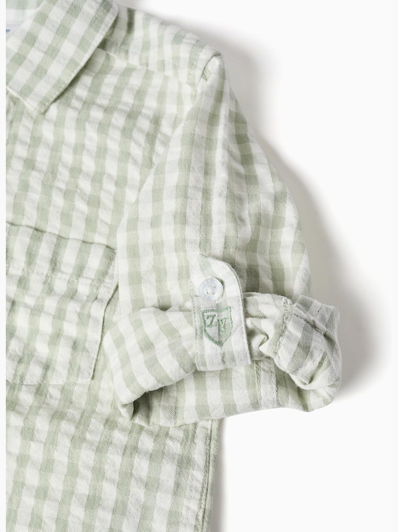Chemise en coton à motif Vichy B&S Vert clair - Kiabi