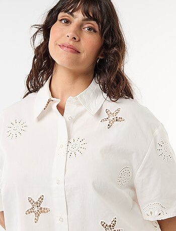 Chemise en coton à motifs ajourés