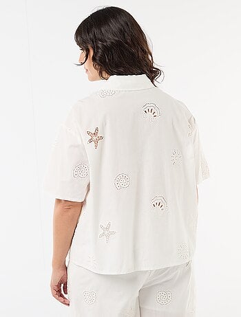 Chemise en coton à motifs ajourés