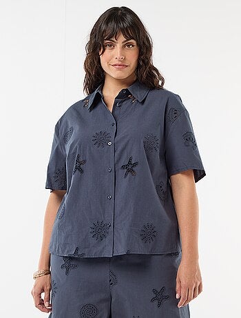 Chemise en coton à motifs ajourés
