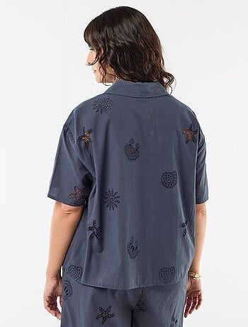 Chemise en coton à motifs ajourés