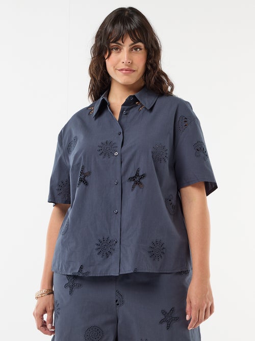 Chemise en coton à motifs ajourés - Kiabi