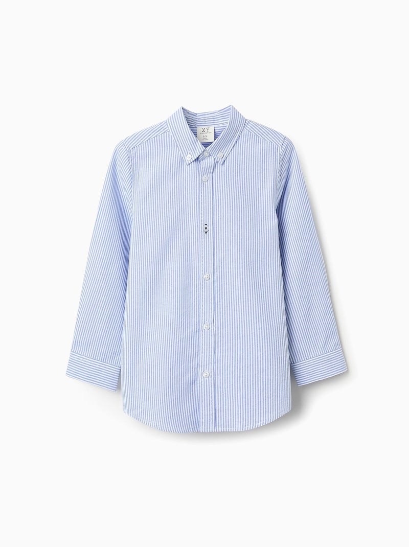Chemise en Coton à Rayures Bleu - Kiabi
