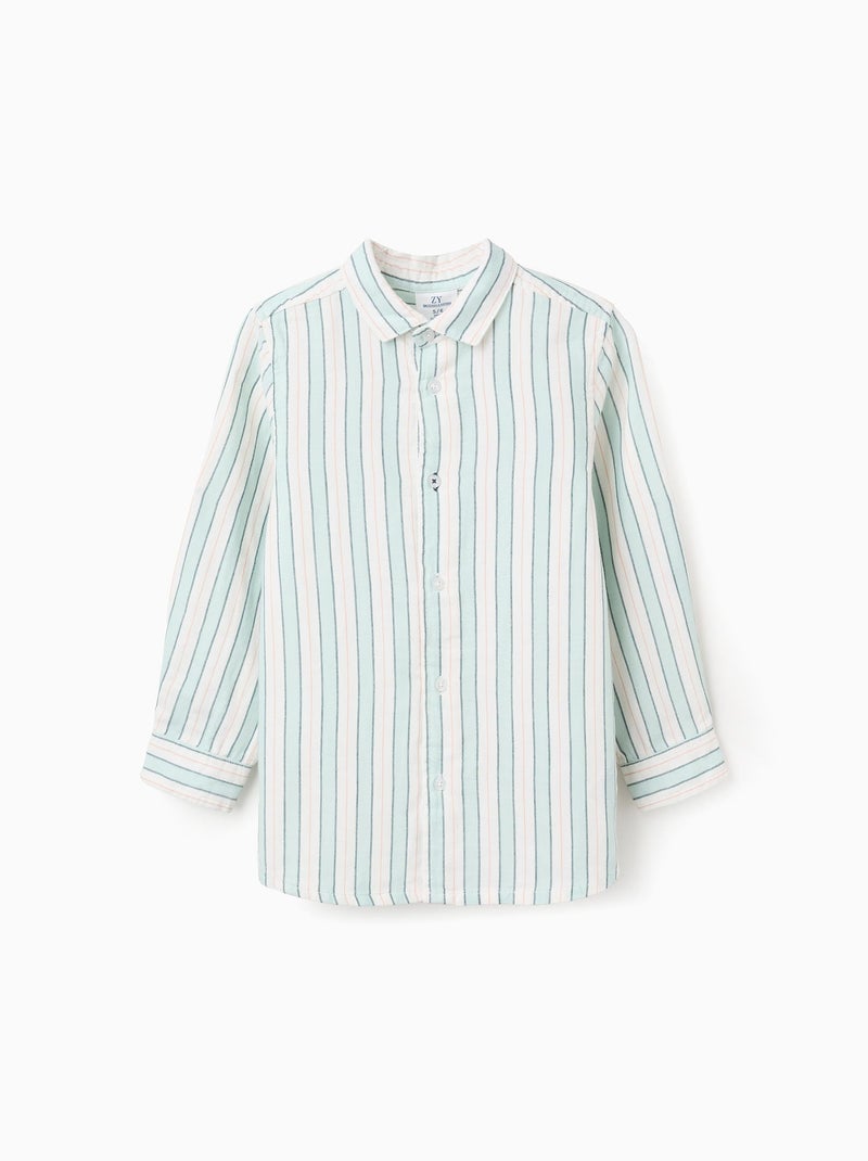 Chemise en Coton à Rayures Brothers & Sisters Vert foncé - Kiabi