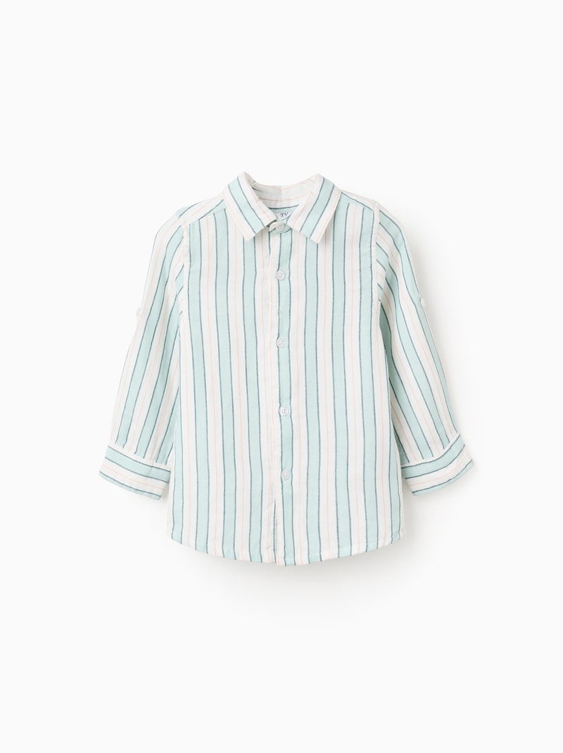 Chemise en Coton à Rayures Brothers & Sisters Vert foncé - Kiabi