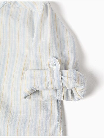 Chemise en coton à rayures et col mao B&S