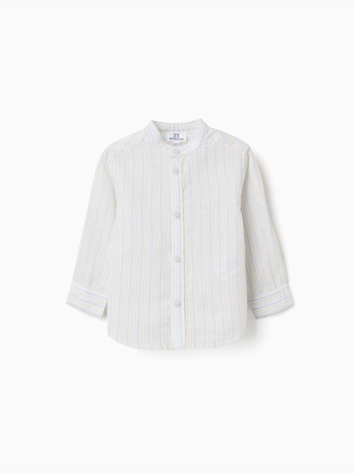 Chemise en coton à rayures et col mao B&S - Kiabi