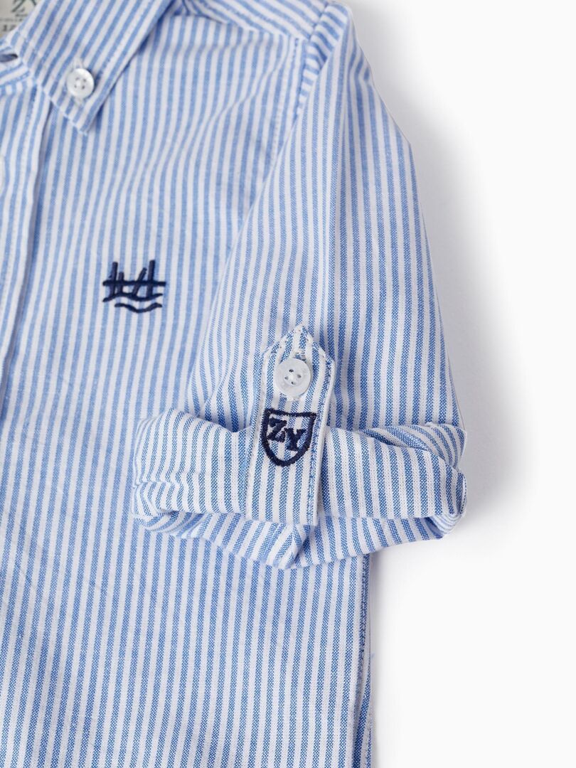 Ambroise, chemise garçon, à rayures bleu marine