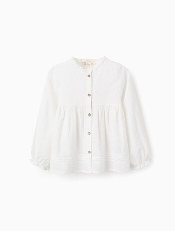 Chemise en Coton à Textures et Volants