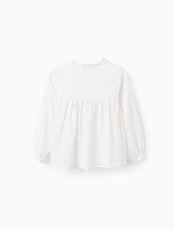 Chemise en Coton à Textures et Volants