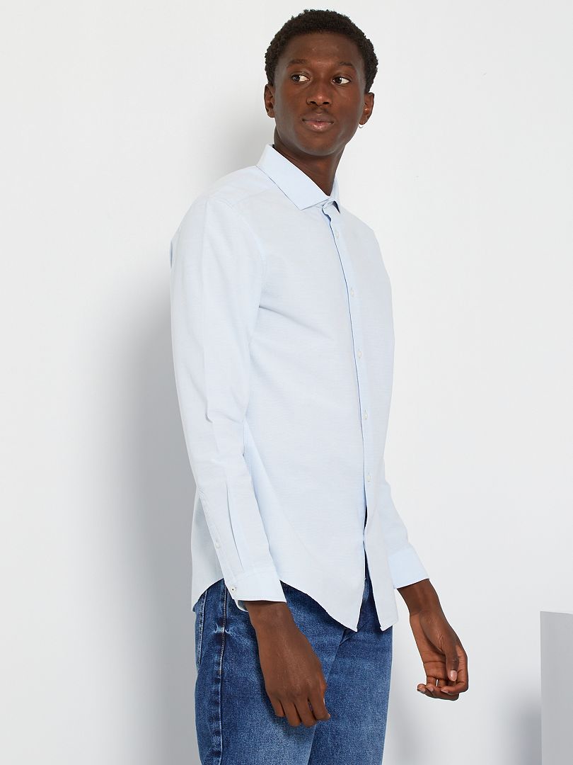 Chemise Vintage Sulka Paris En Pur Voile De Coton Bleu Ciel - Taille 42 - Très Bon état