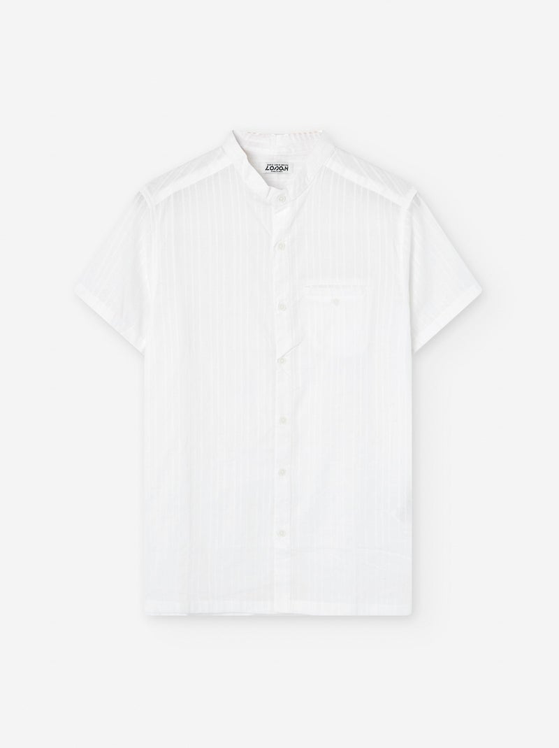 Chemise en Coton avec Col et manches et Poche Blanc - Kiabi