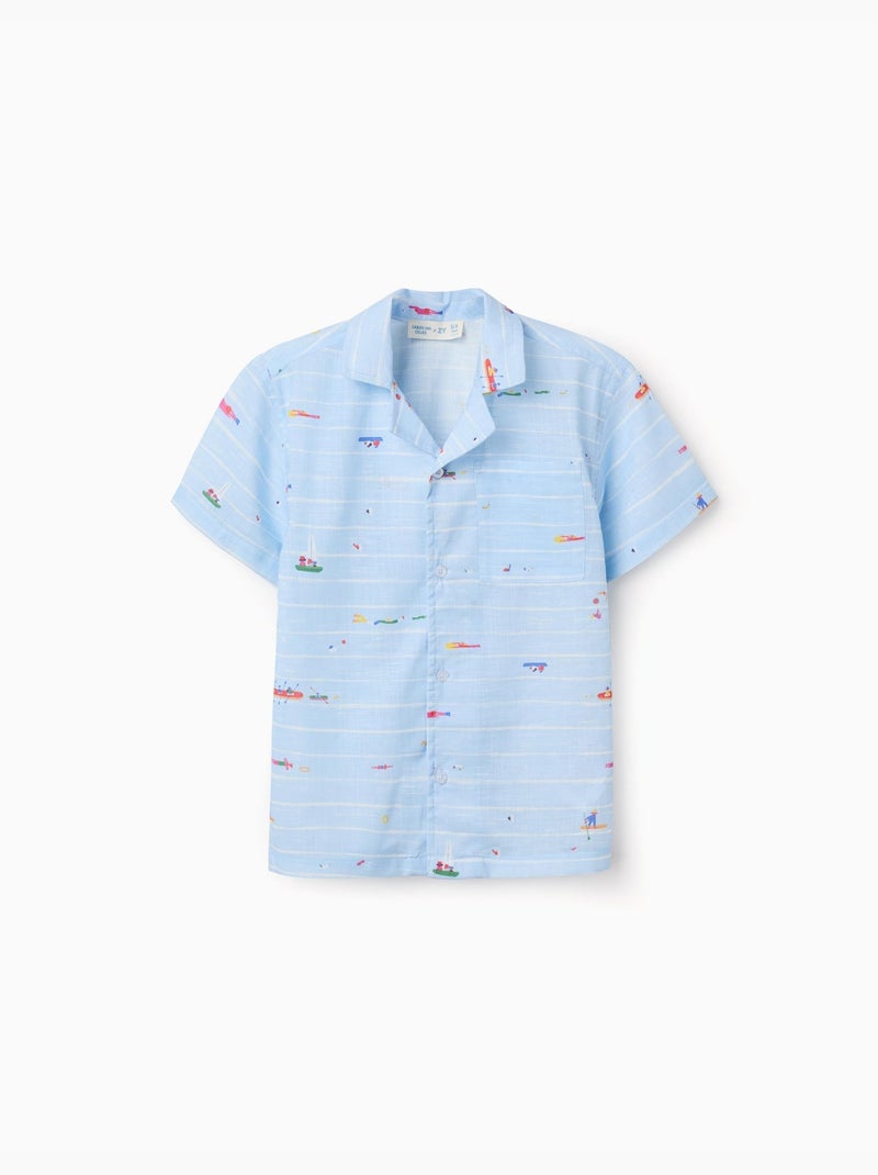 Chemise en coton avec imprimé Carolina Celas x Zippy Bleu clair - Kiabi