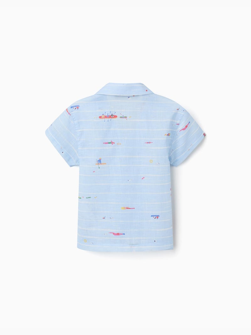 Chemise en coton avec imprimé Carolina Celas x Zippy Bleu clair - Kiabi