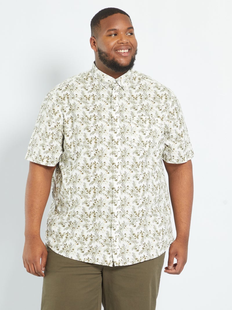 Chemise en coton avec motifs fantaisie Blanc/vert - Kiabi