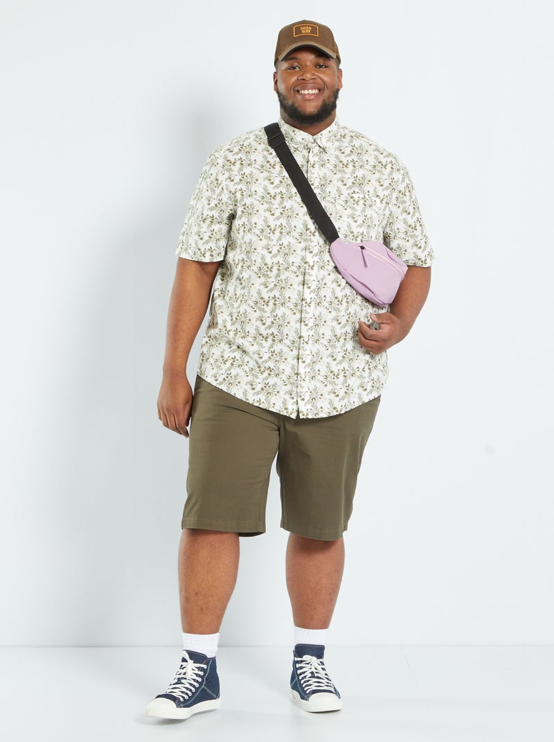 Chemise en coton avec motifs fantaisie Blanc/vert - Kiabi