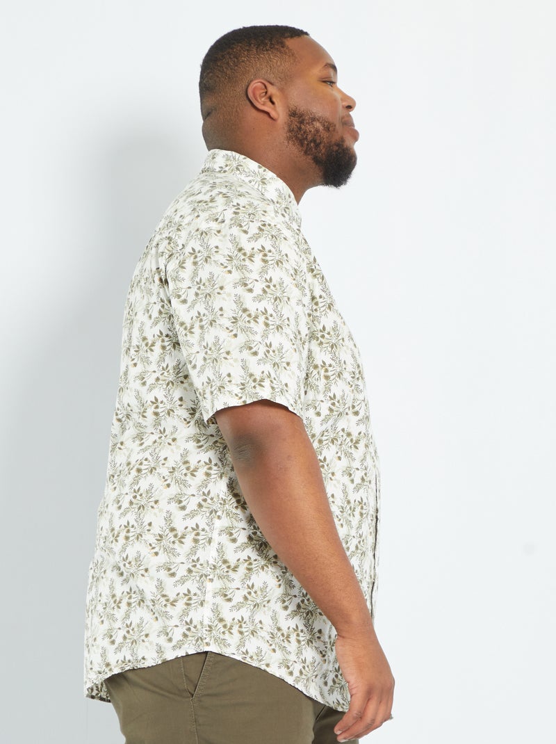 Chemise en coton avec motifs fantaisie Blanc/vert - Kiabi