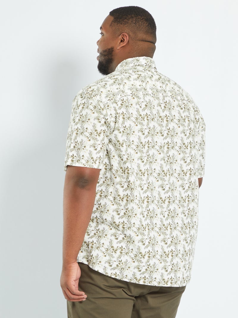Chemise en coton avec motifs fantaisie Blanc/vert - Kiabi