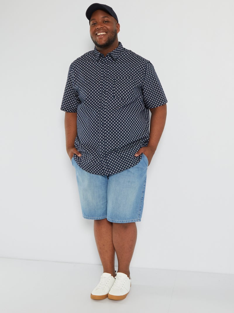 Chemise en coton avec motifs fantaisie BLEU - Kiabi