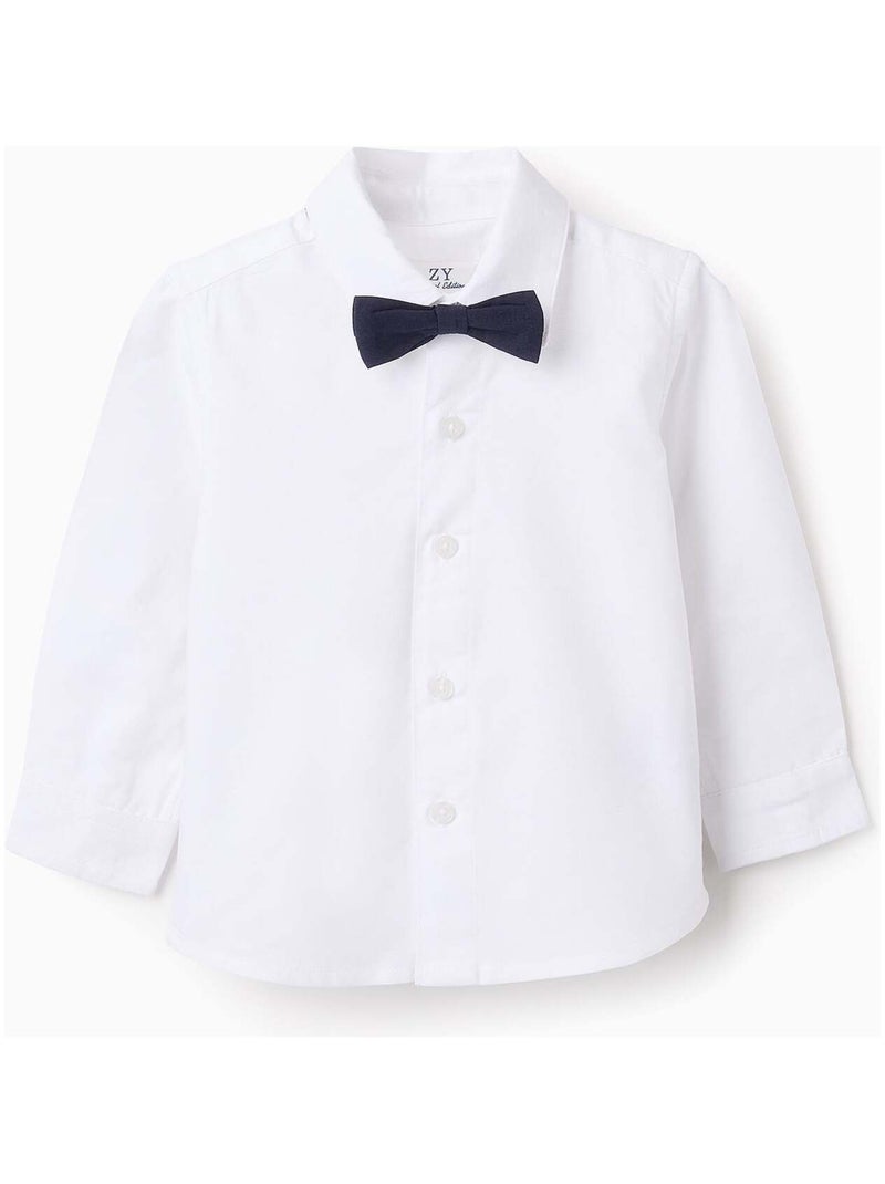 Chemise en Coton avec Nœud Blanc - Kiabi