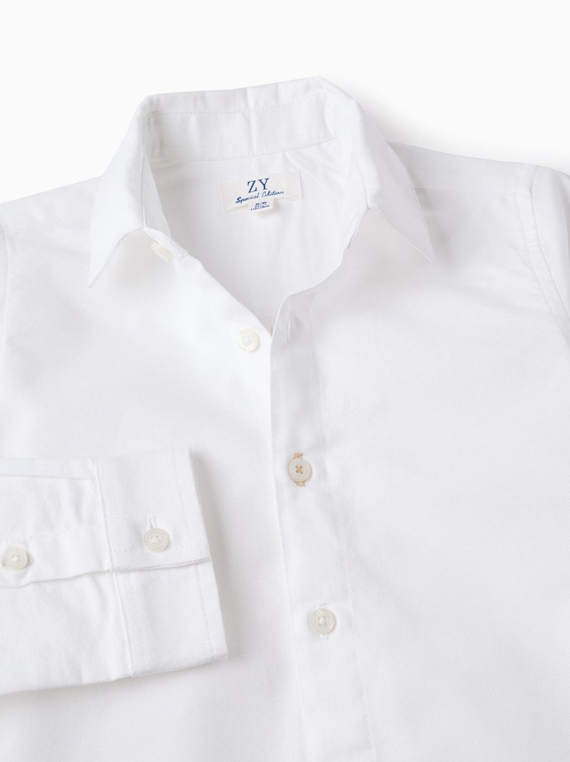 Chemise en Coton avec Nœud Blanc - Kiabi