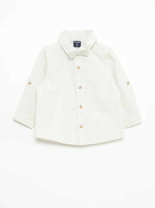 Chemise en coton avec nœud papillon amovible - Kiabi