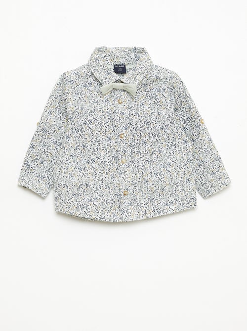 Chemise en coton avec nœud papillon amovible - Kiabi
