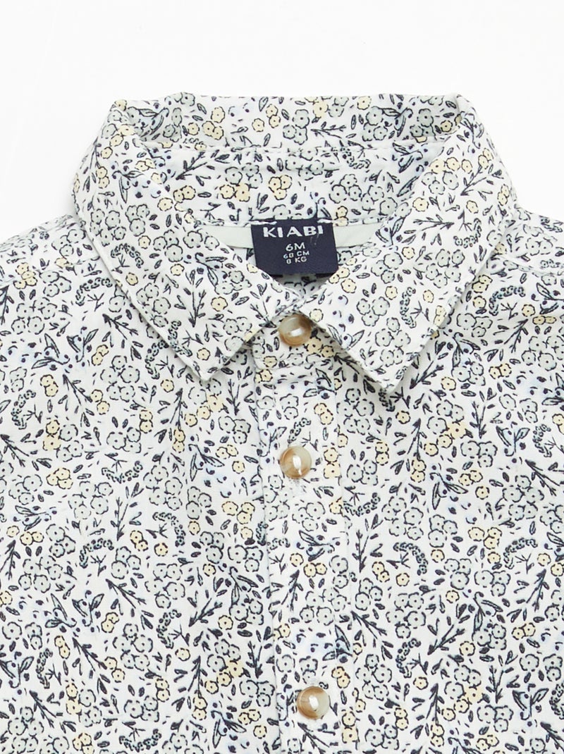 Chemise en coton avec nœud papillon amovible Blanc - Kiabi