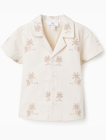Chemise en coton avec palmiers brodés