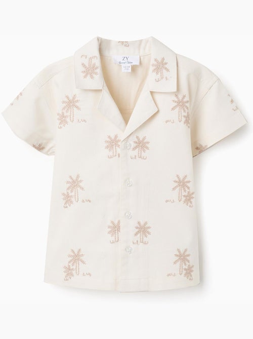 Chemise en coton avec palmiers brodés - Kiabi