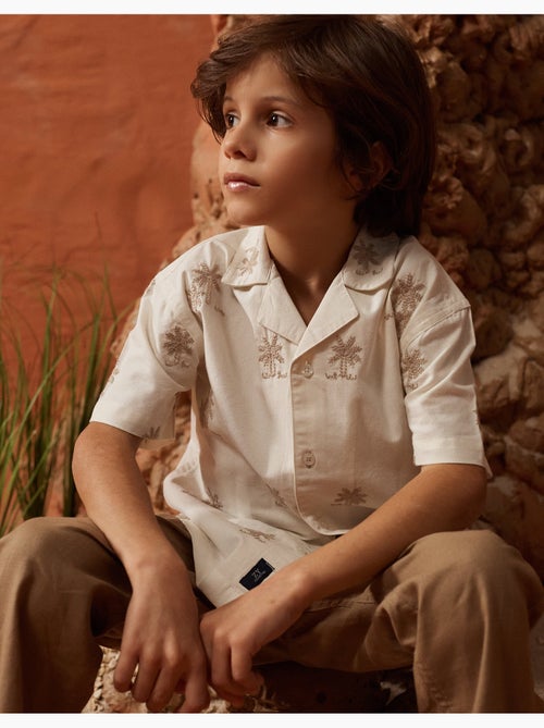 Chemise en coton avec palmiers brodés - Kiabi