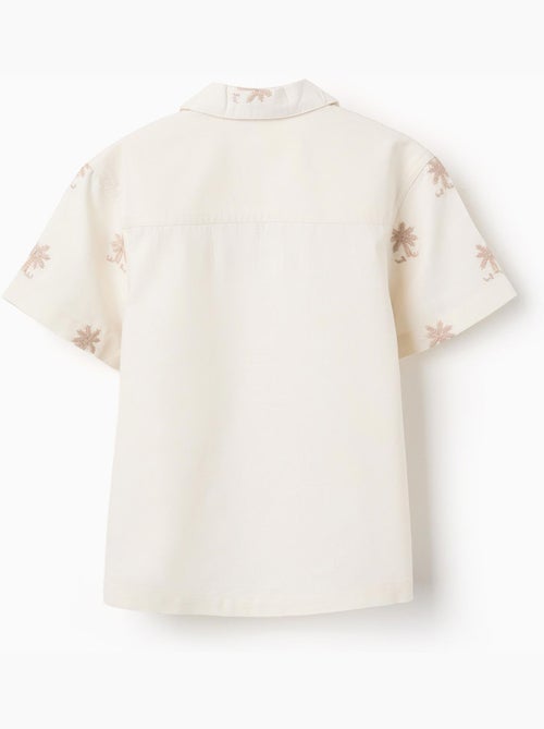 Chemise en coton avec palmiers brodés - Kiabi