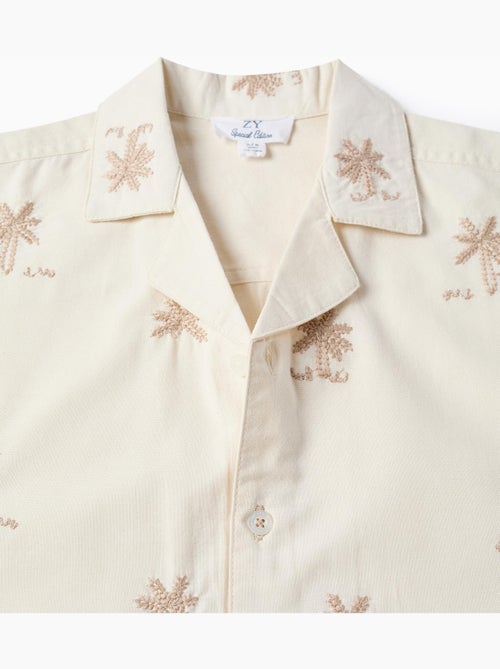 Chemise en coton avec palmiers brodés - Kiabi