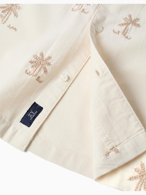 Chemise en coton avec palmiers brodés - Kiabi